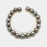 19pcs Olive Green 9-11mm - SR/NR AAA/AA Quality Tahitian Pearl Bracelet BR2216 OR10