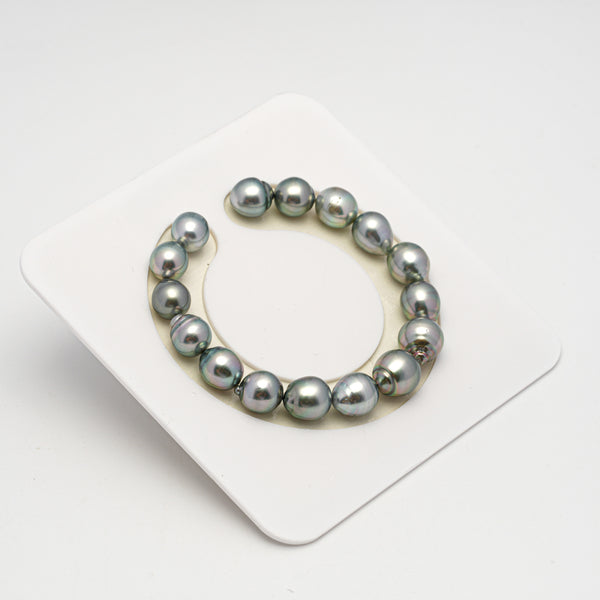 16pcs "High Luster" Silver Mix 9-11mm - SBQ AAA/AA Quality Tahitian Pearl Bracelet BR2237 HL3