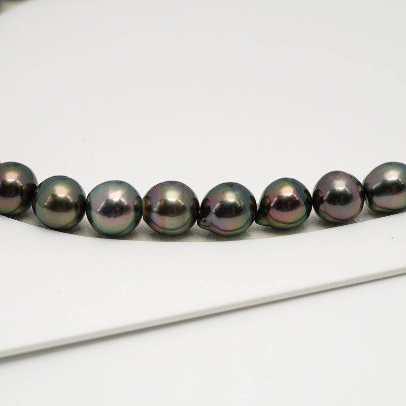 43pcs "High Luster" Peacock 8-12mm - SB AAA/AA Quality Tahitian Pearl Necklace NL1610 HL3