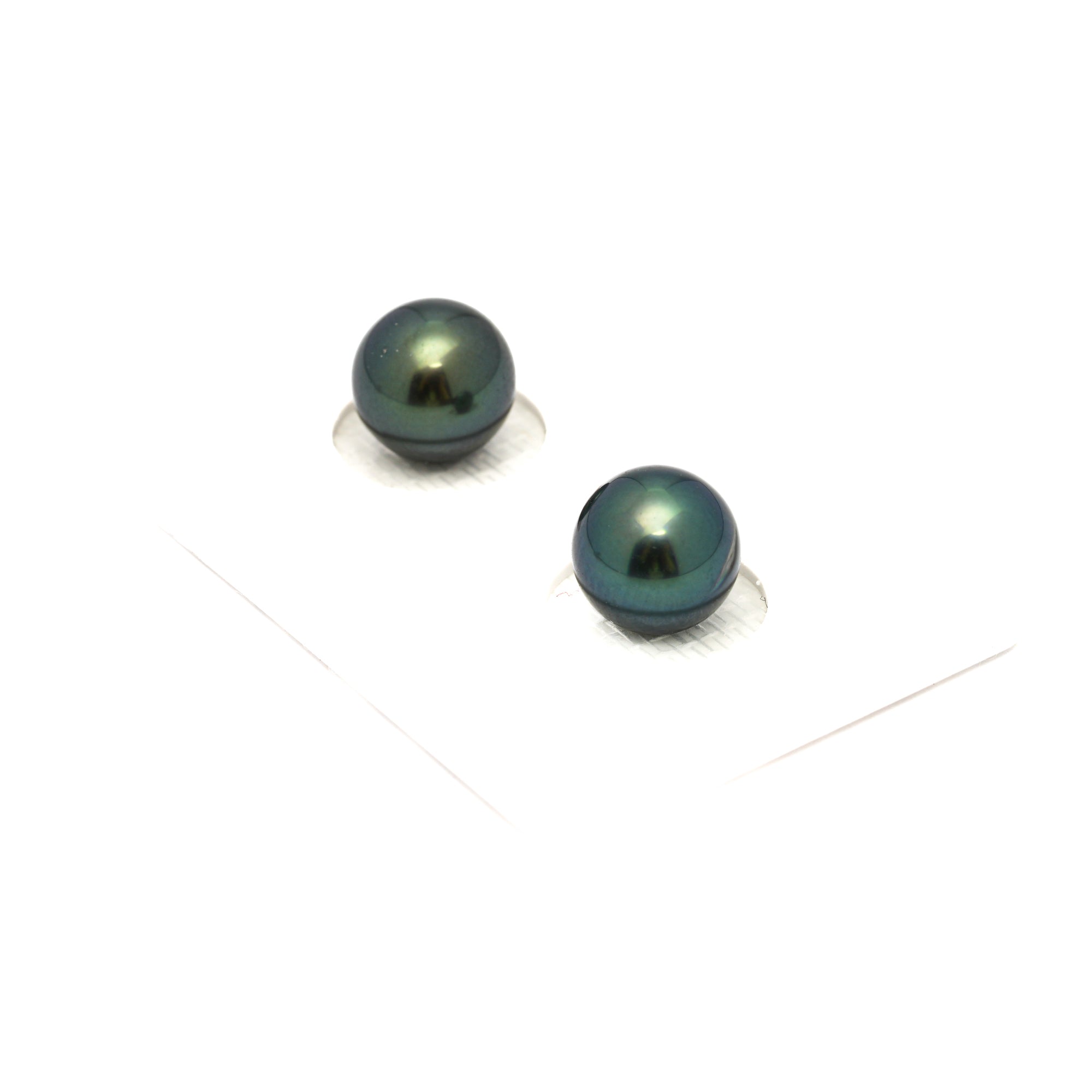 2pcs Blue Green 9.2-9.4mm - RSR AAA/AA Quality Tahitian Pearl Pair ER1769 OR13