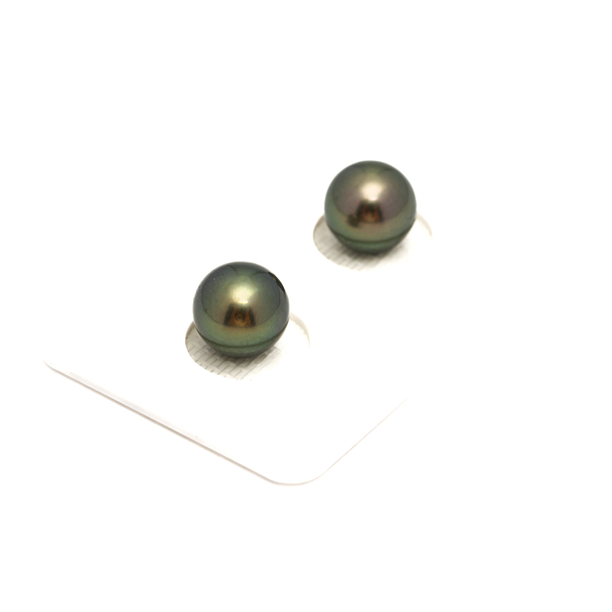 2pcs Green 9.4mm - RSR AAA/AA Quality Tahitian Pearl Pair ER1744 OR13