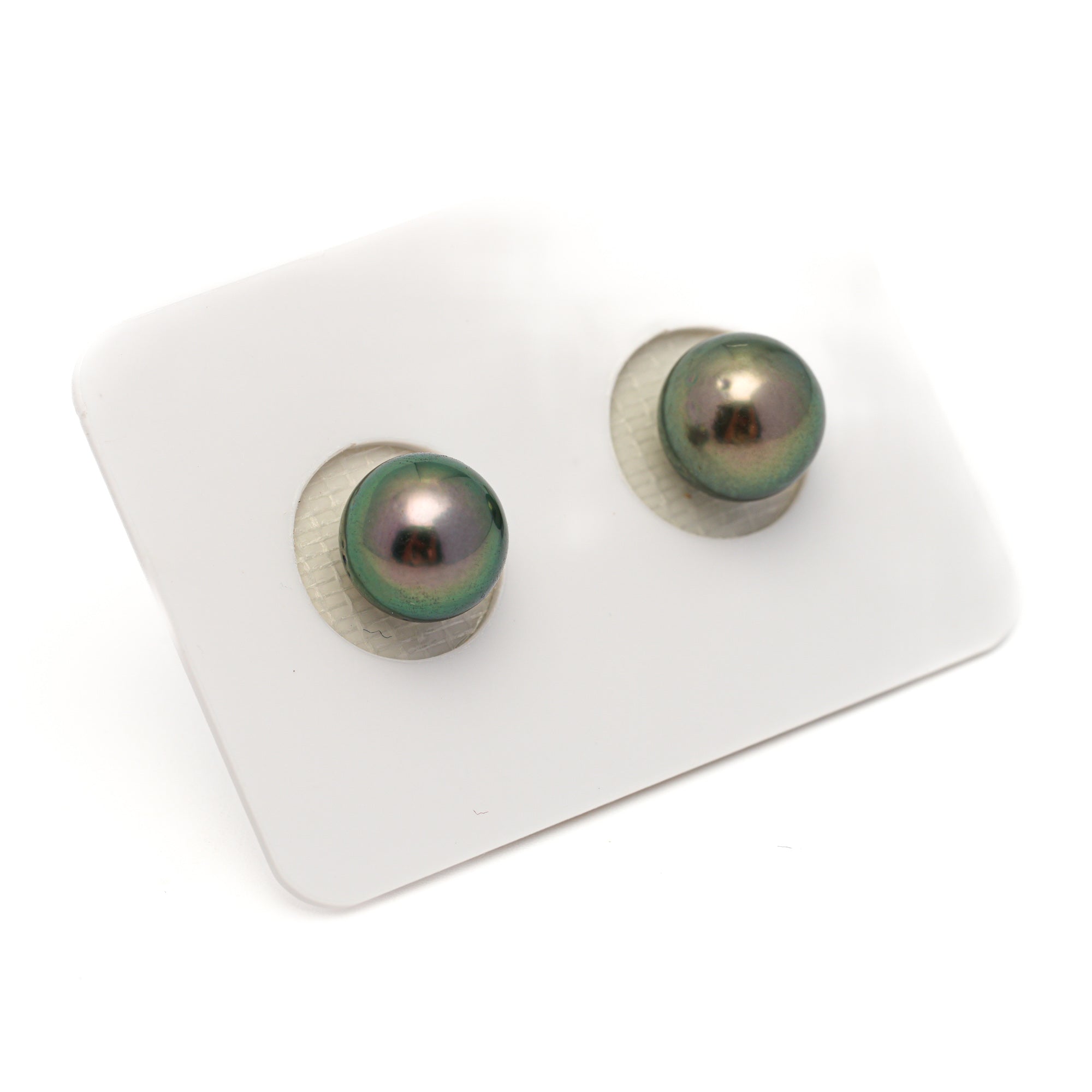 2pcs "High Luster" Green 9.1-9.3mm - RSR AAA/AA Quality Tahitian Pearl Pair ER1761 OR13