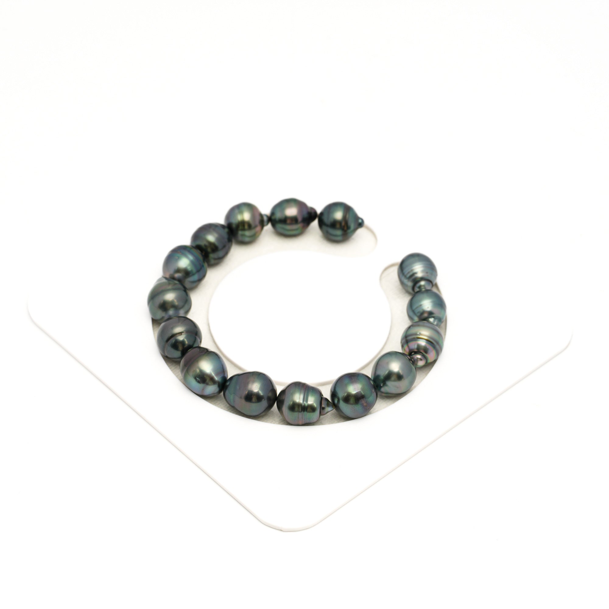 15pcs Dark Green 9-11mm - CL/SB AAA/AA Quality Tahitian Pearl Bracelet BR2373 TH5