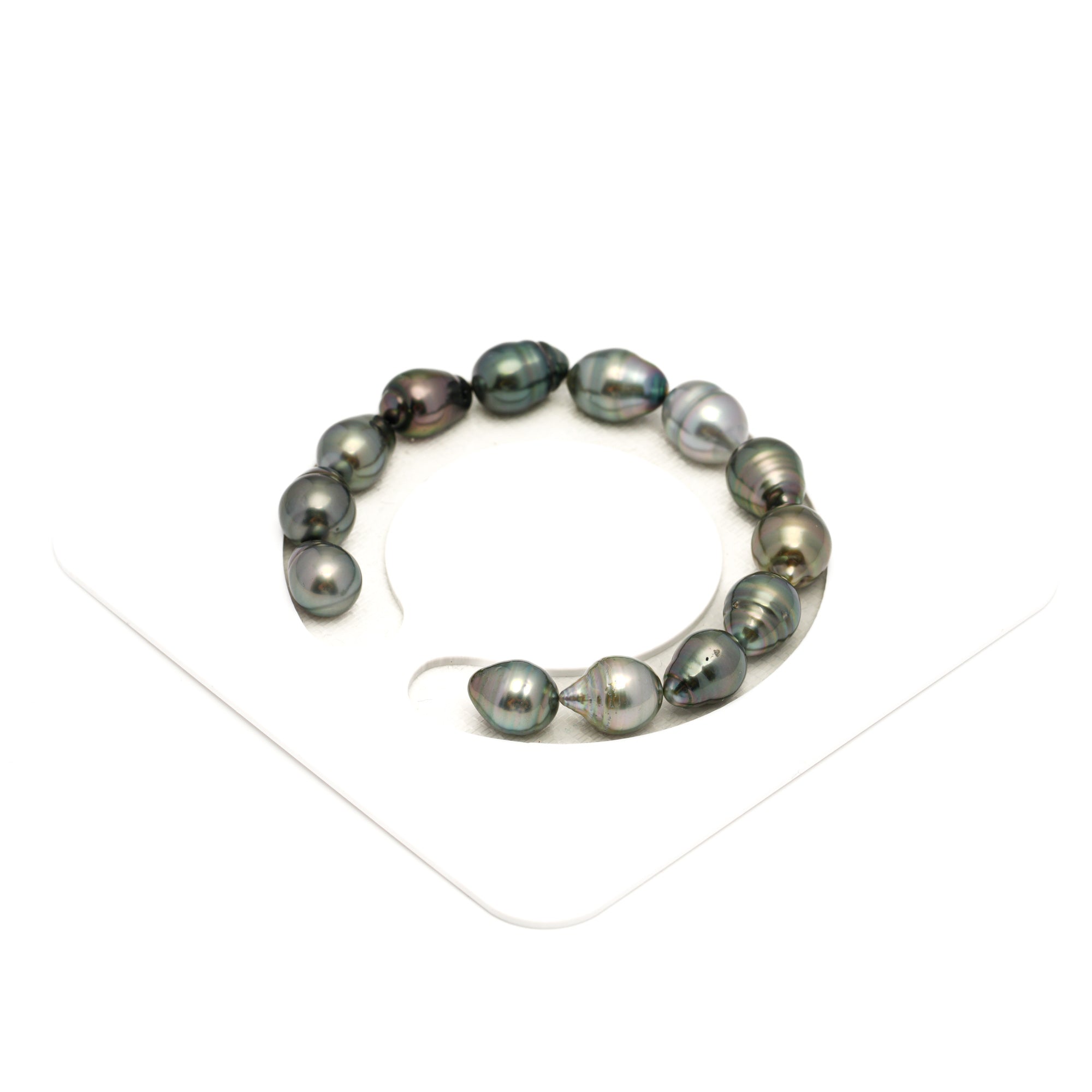 13pcs Green Mix 9-10mm - SB AAA/AA Quality Tahitian Pearl Bracelet BR2384 THMIX4