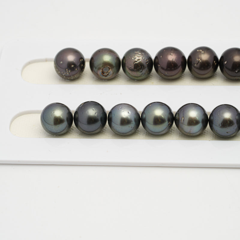 37pcs Blue Brown 11-13mm - NR AA/A Quality Tahitian Pearl Necklace NL1538 TH2