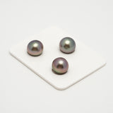 3pcs "High Luster" Green Cherry 11.2mm - NR AAA Quality Tahitian Pearl Trio Set ER1561 A101