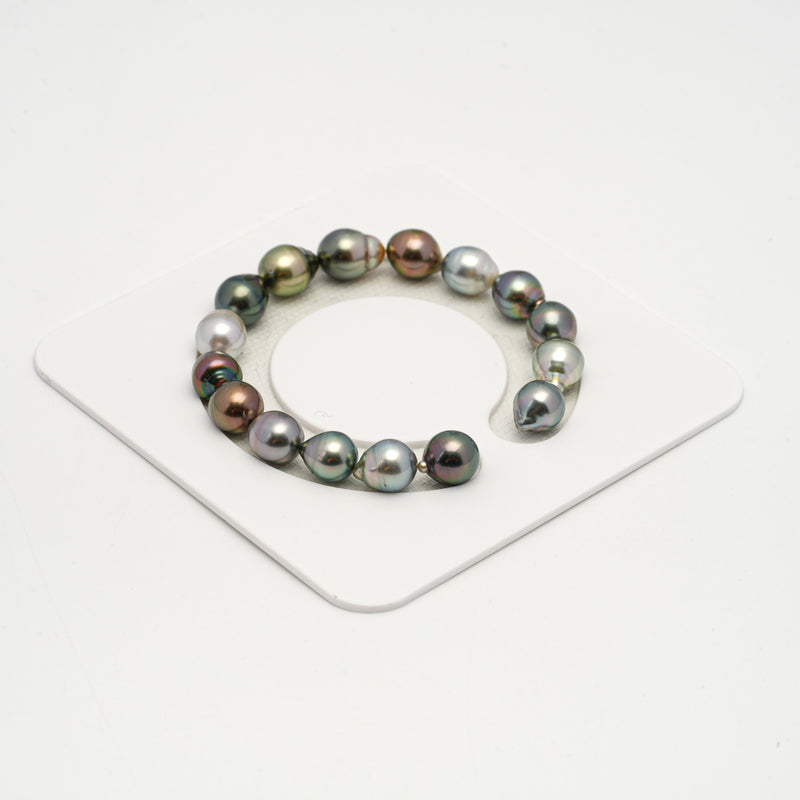 16pcs "High Luster" Multicolor 9-10mm - CL/SB AAA Quality Tahitian Pearl Bracelet BR2211 HL3