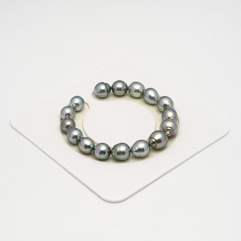 16pcs "High Luster" Silver Mix 9-11mm - SBQ AAA/AA Quality Tahitian Pearl Bracelet BR2237 HL3