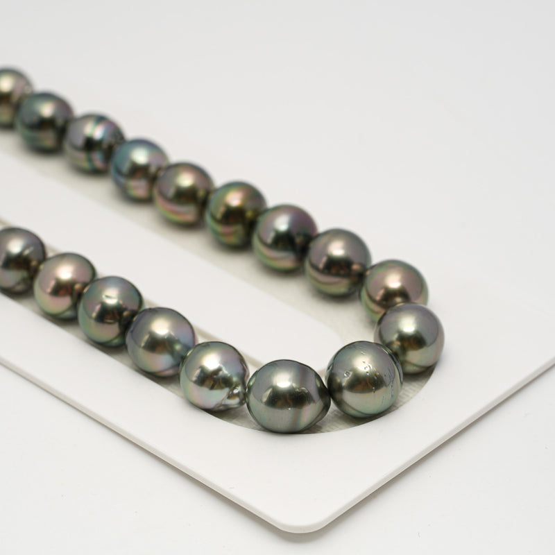 44pcs Green Mix 8-10mm - CL/SB AAA/AA Quality Tahitian Pearl Necklace NL1640 HL3