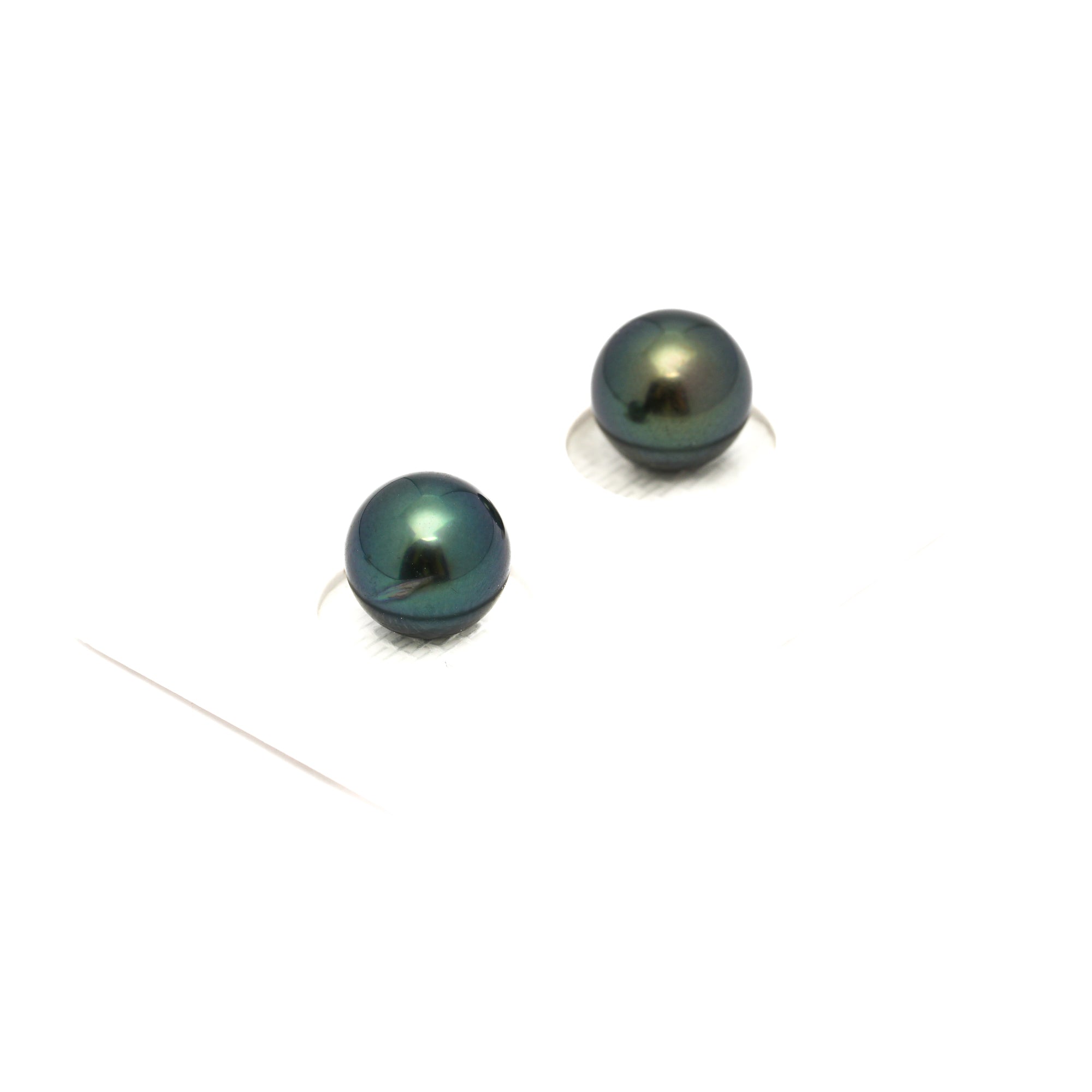 2pcs Blue Green 9.2-9.4mm - RSR AAA/AA Quality Tahitian Pearl Pair ER1769 OR13