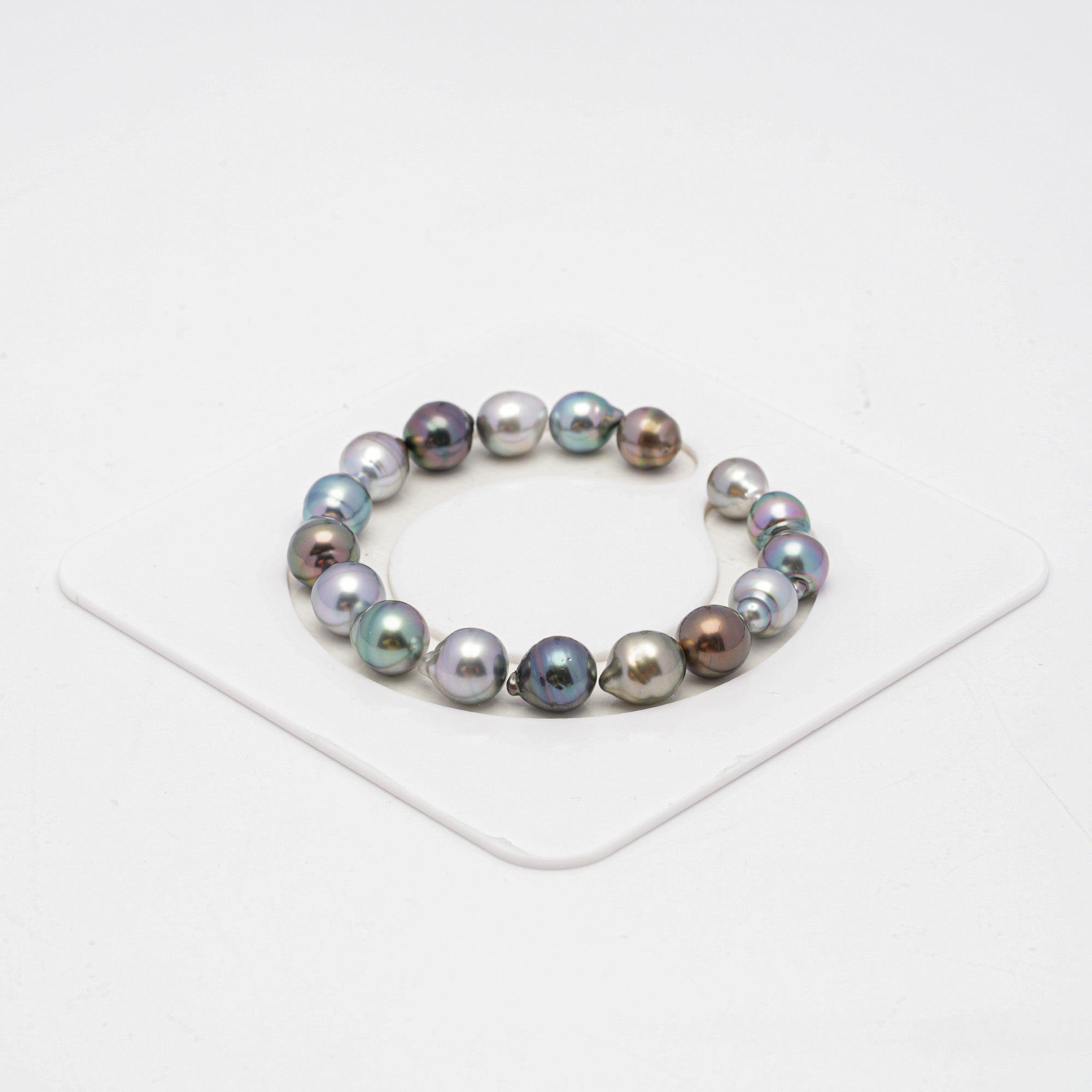 17pcs "High Luster" Multicolor 8-9mm - CL/SB AAA/AA Quality Tahitian Pearl Bracelet BR2014 OR7