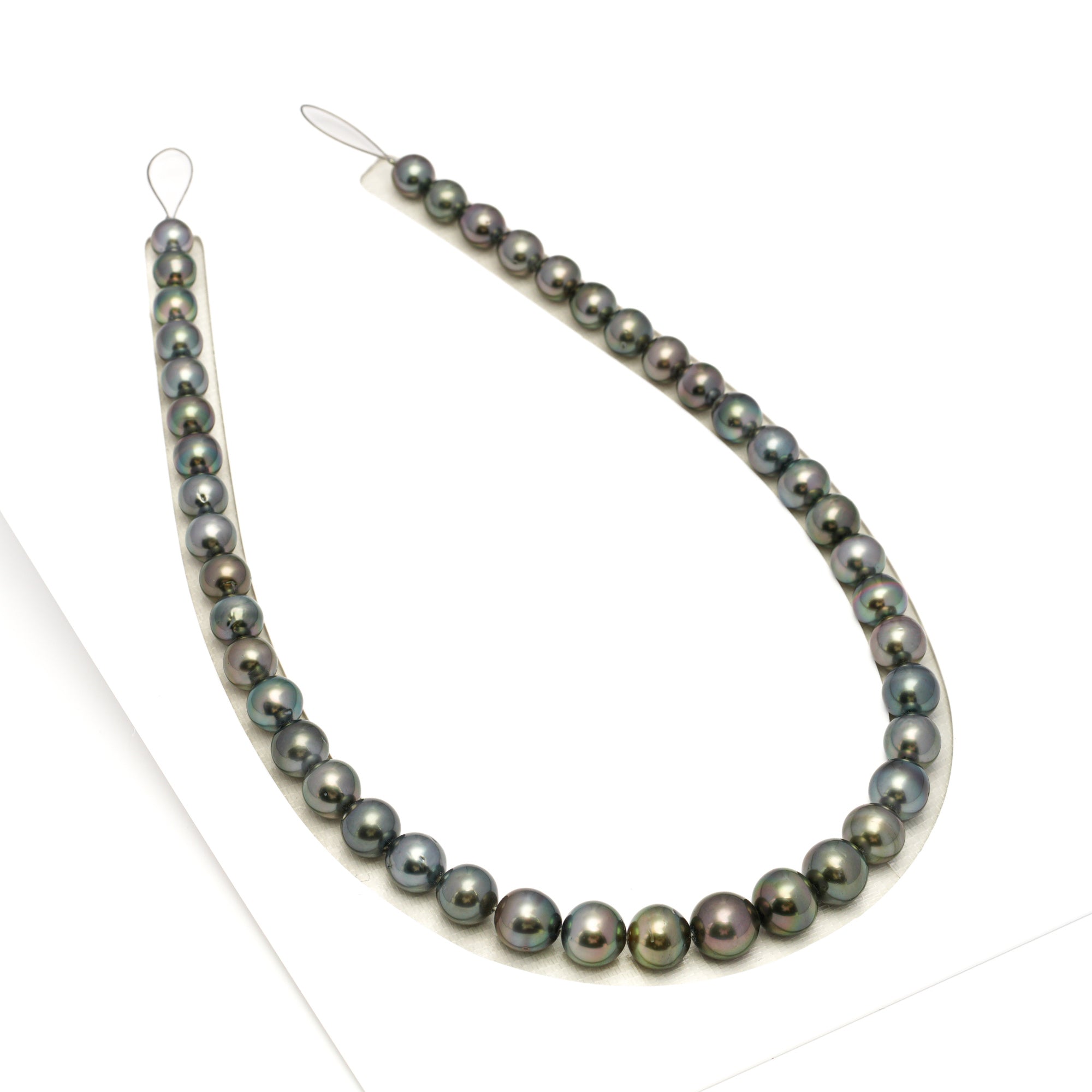 44pcs Green 8-11mm - SR/NR AAA/AA Quality Tahitian Pearl Strands NL1702 WF1