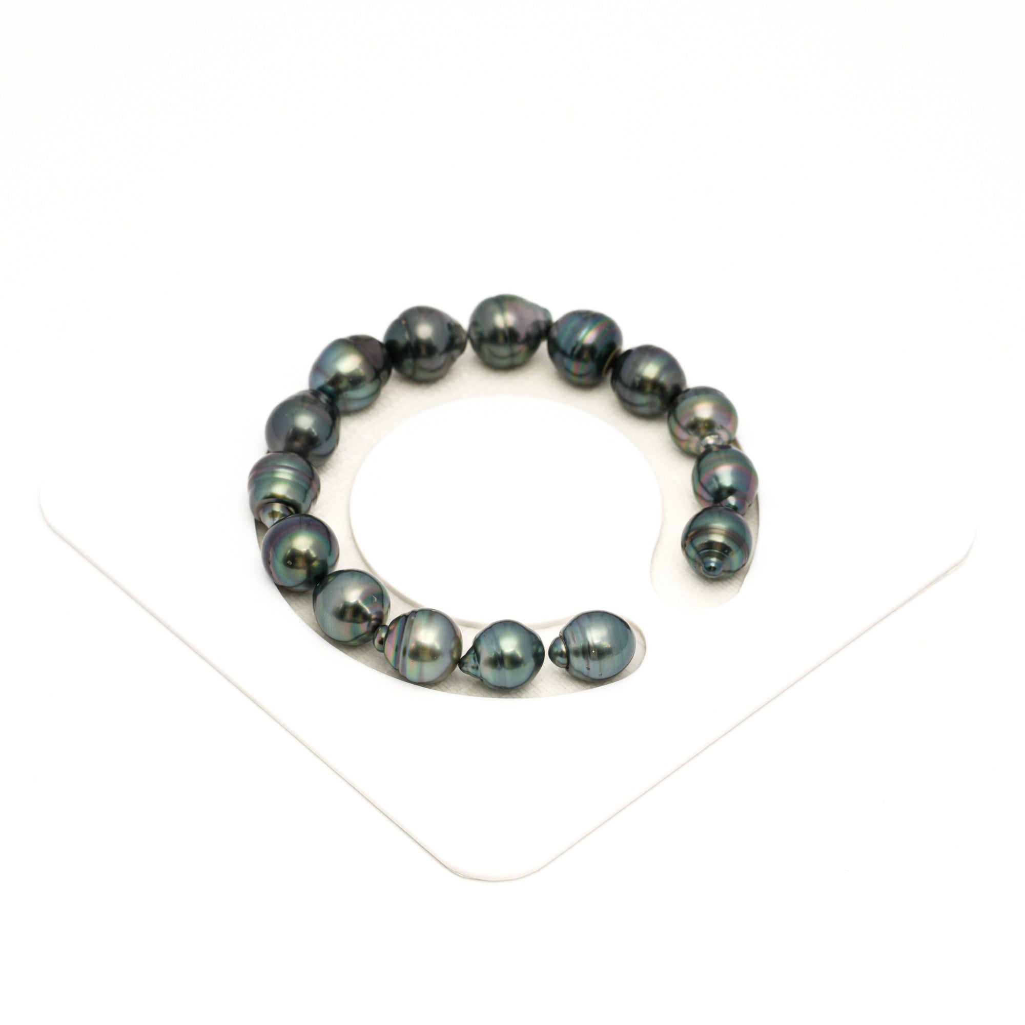 15pcs Dark Green 9-11mm - CL/SB AAA/AA Quality Tahitian Pearl Bracelet BR2373 TH5