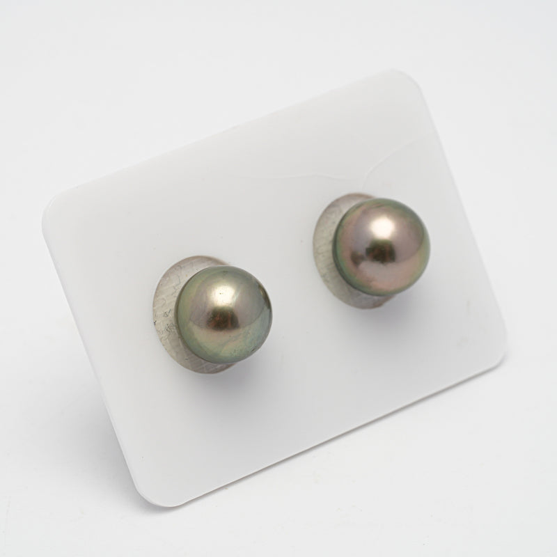 2pcs "High Luster" Green 10.1-10.3mm - RSR AAA/AA Quality Tahitian Pearl Pair ER1422