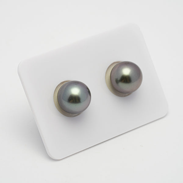 2pcs "High Luster" Blue Mix 11-11.1mm - SR AAA/TOP Quality Tahitian Pearl Pair ER1456 TH2