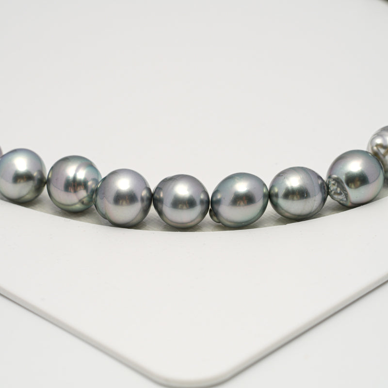 42pcs "High Luster" Silver Mix 8-10mm - CL/SB AAA/AA Quality Tahitian Pearl Necklace NL1597 HL3