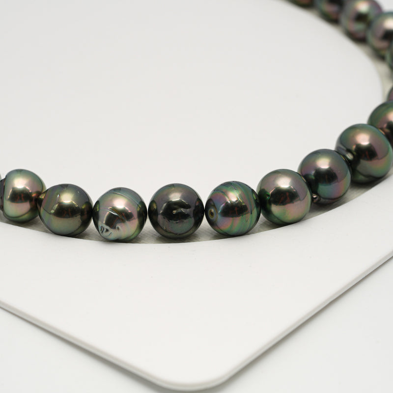 43pcs "High Luster" Peacock 8-12mm - SB AAA/AA Quality Tahitian Pearl Necklace NL1610 HL3