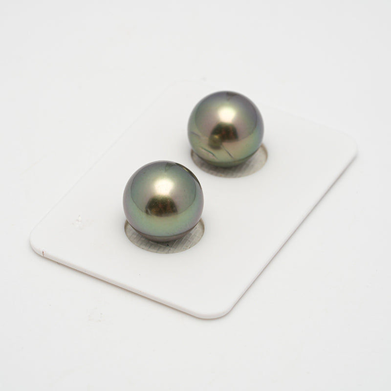 2pcs Light 12-12.2mm - RSR AA/AAA Quality Tahitian Pearl Pair ER1483 TH2