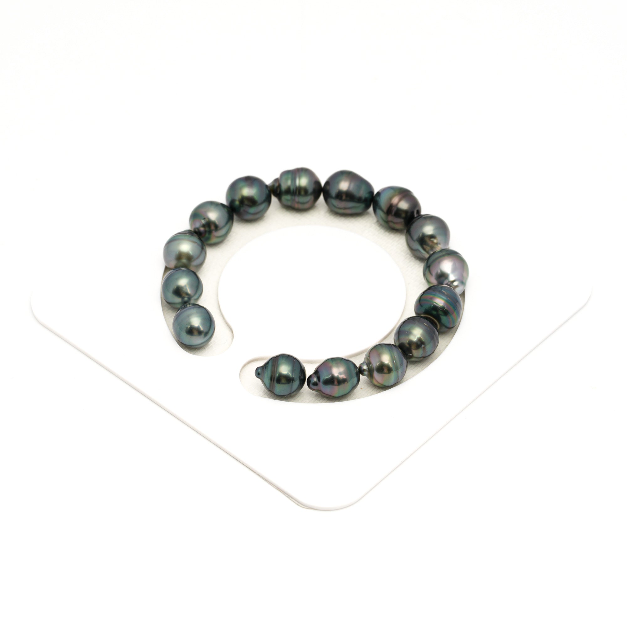 15pcs Dark Green 9-11mm - CL/SB AAA/AA Quality Tahitian Pearl Bracelet BR2373 TH5