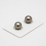 2pcs "High Luster" Green 10.1-10.3mm - RSR AAA/AA Quality Tahitian Pearl Pair ER1422