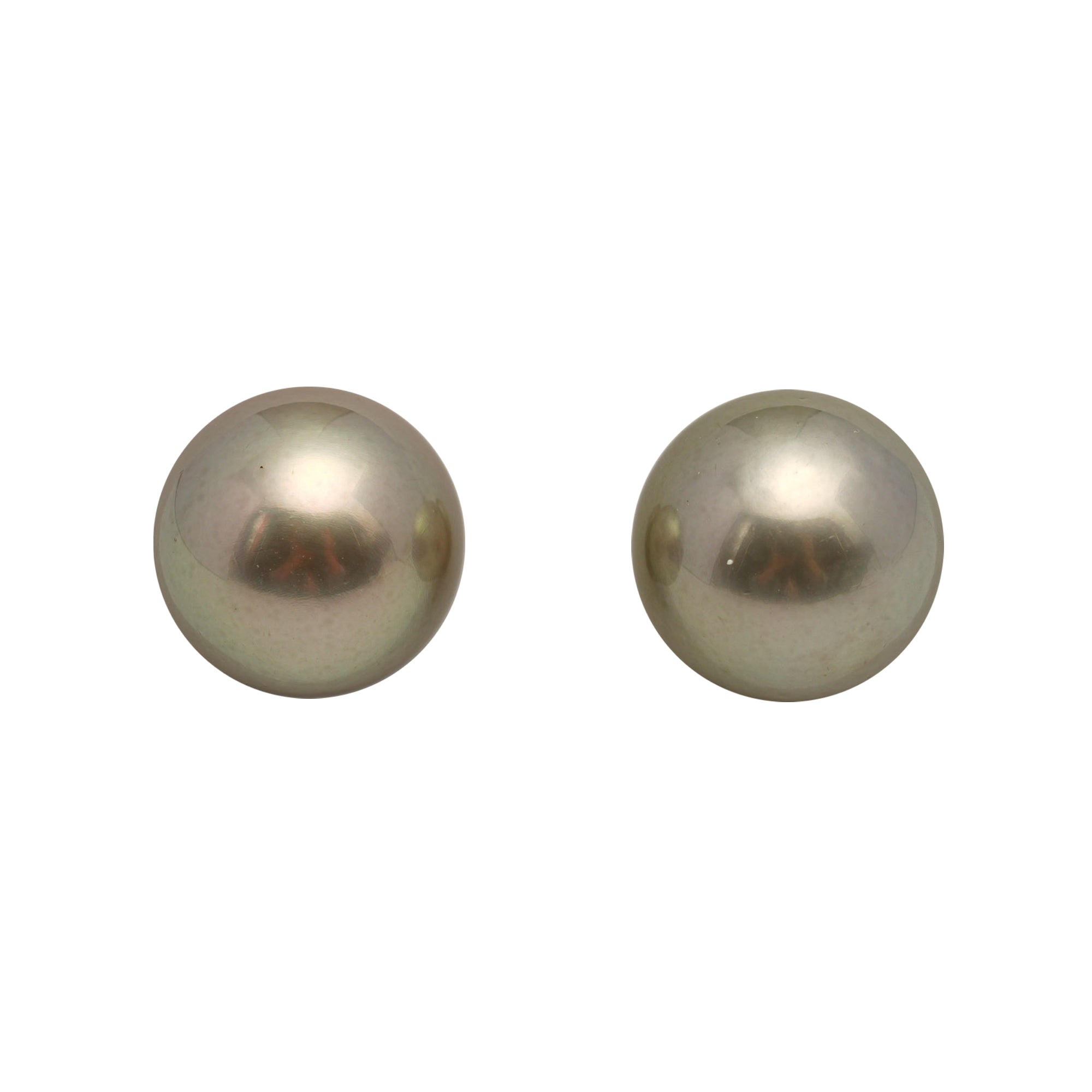 2pcs "High Luster" Silver 13.3-13.4mm - RSR AAA/AA Quality Tahitian Pearl Pair ER1918 CMP11
