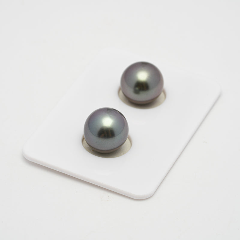 2pcs "High Luster" Blue Mix 11-11.1mm - SR AAA/TOP Quality Tahitian Pearl Pair ER1456 TH2