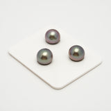 3pcs "High Luster" Green Cherry 11.2mm - NR AAA Quality Tahitian Pearl Trio Set ER1561 A101