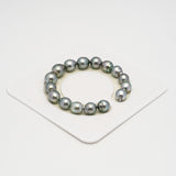 16pcs "High Luster" Silver Mix 9-11mm - SBQ AAA/AA Quality Tahitian Pearl Bracelet BR2237 HL3