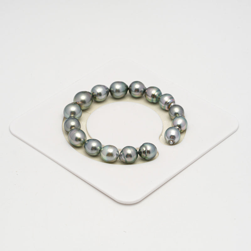 16pcs "High Luster" Silver Mix 9-11mm - SBQ AAA/AA Quality Tahitian Pearl Bracelet BR2237 HL3