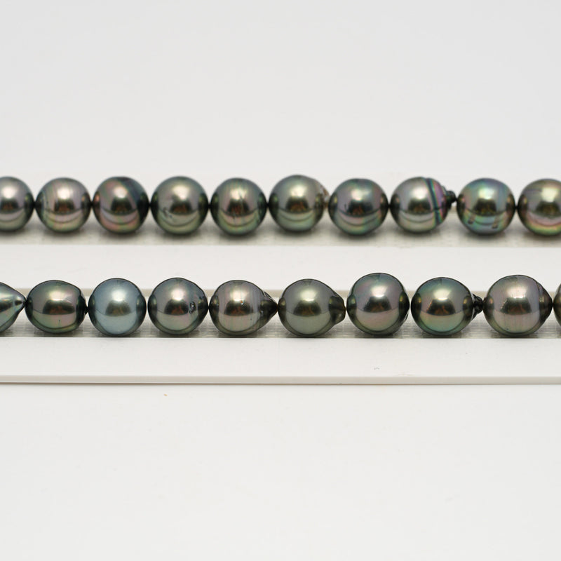 44pcs Green Mix 8-10mm - CL/SB AAA/AA Quality Tahitian Pearl Necklace NL1640 HL3