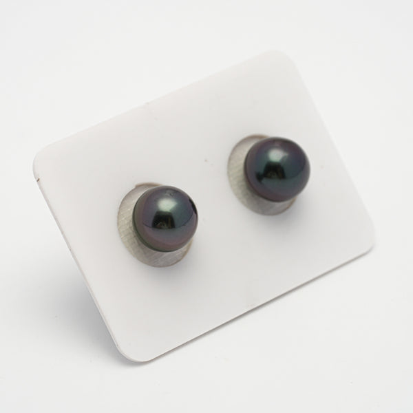 2pcs Green Purple 9mm - RSR AAA Quality Tahitian Pearl Pair ER1530 OR6