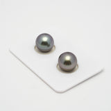 2pcs "High Luster" Blue Mix 11-11.1mm - SR AAA/TOP Quality Tahitian Pearl Pair ER1456 TH2