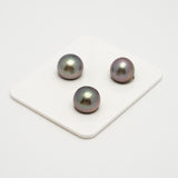 3pcs "High Luster" Green Cherry 11.2mm - NR AAA Quality Tahitian Pearl Trio Set ER1561 A101