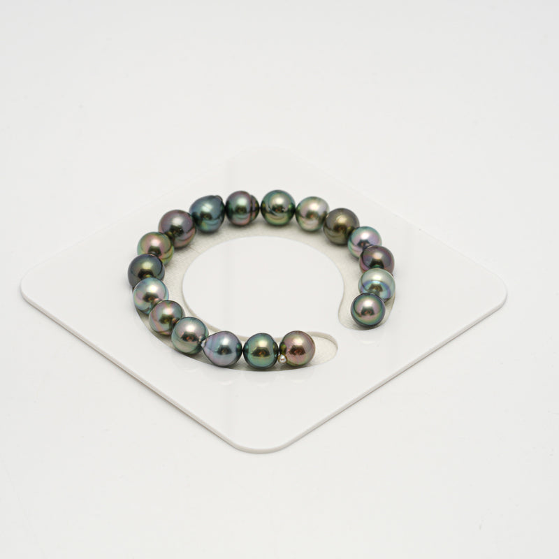 18pcs "High Luster" Multicolor 9-10mm - SB AAA/AA Quality Tahitian Pearl Bracelet BR2195 HL3