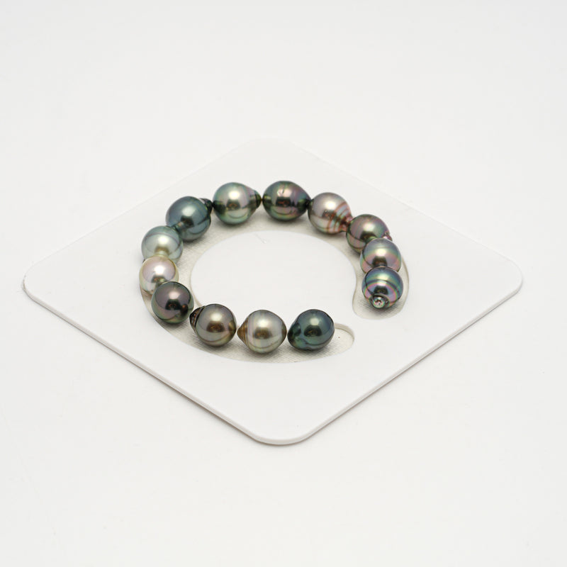 13pcs "High Luster" Multicolor 10-12mm - CL/SB AAA/AA Quality Tahitian Pearl Bracelet BR2188 HL3