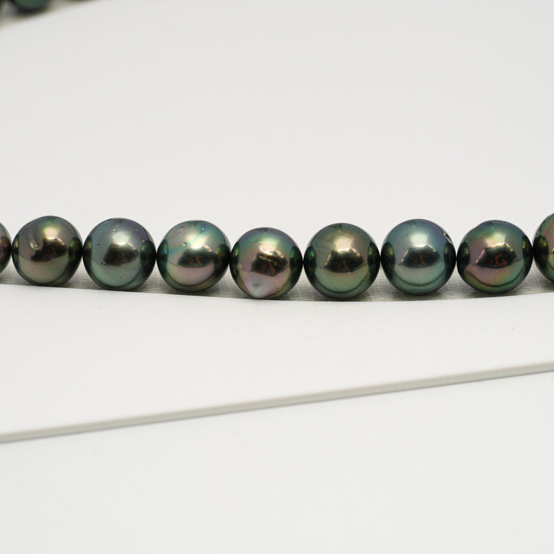 43pcs "High Luster" Peacock 8-12mm - SB AAA/AA Quality Tahitian Pearl Necklace NL1610 HL3