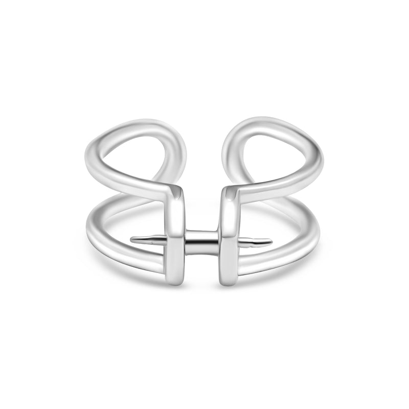 Adjustable Ring 925 Silver for double pearl SC336