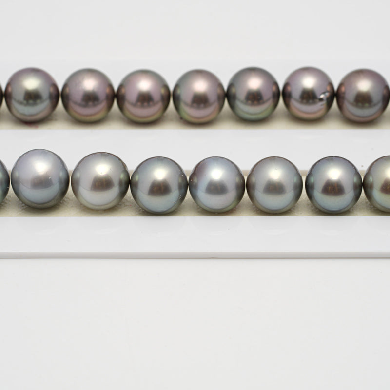 37pcs "High Luster" Light 11-13mm - SR/NR AAA Quality Tahitian Pearl Necklace NL1527