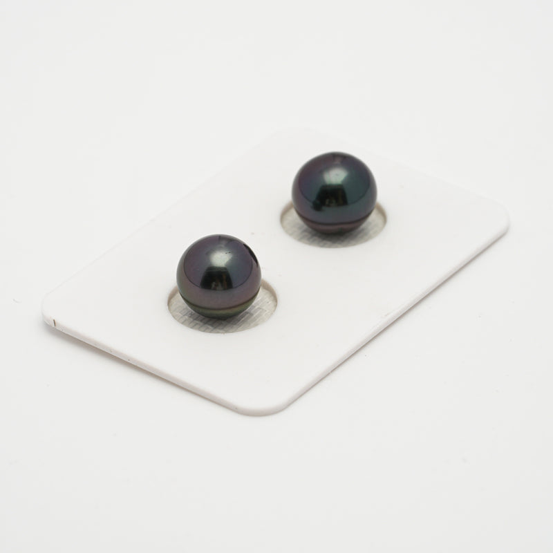 2pcs Green Purple 9mm - RSR AAA Quality Tahitian Pearl Pair ER1530 OR6