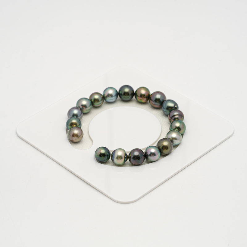 18pcs "High Luster" Multicolor 9-10mm - SB AAA/AA Quality Tahitian Pearl Bracelet BR2195 HL3