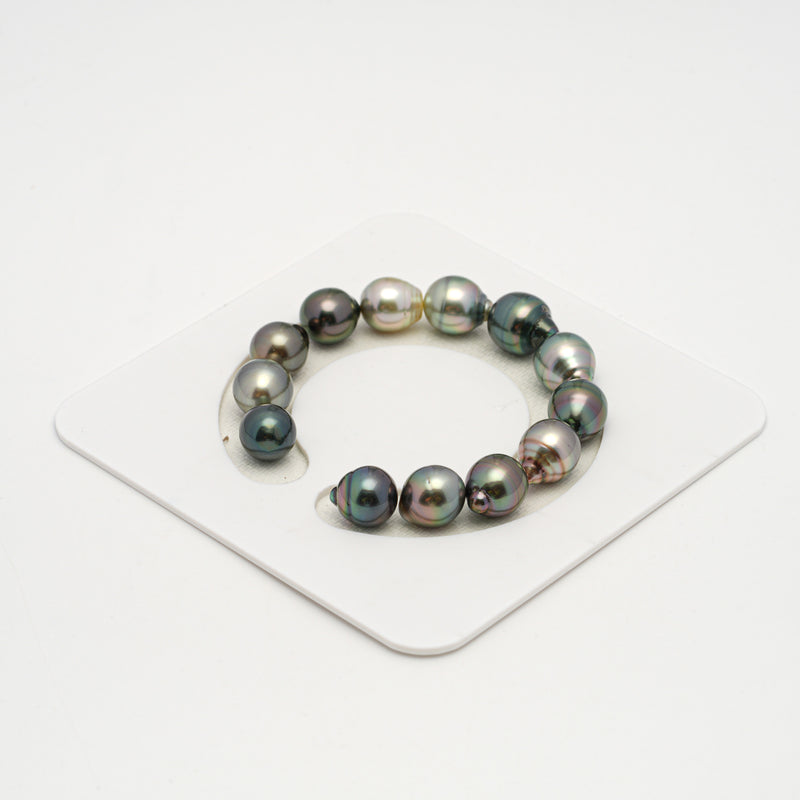 13pcs "High Luster" Multicolor 10-12mm - CL/SB AAA/AA Quality Tahitian Pearl Bracelet BR2188 HL3