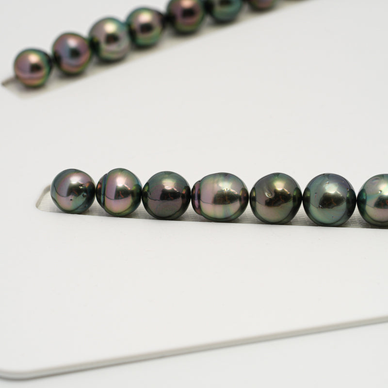 43pcs "High Luster" Peacock 8-12mm - SB AAA/AA Quality Tahitian Pearl Necklace NL1610 HL3