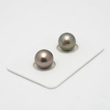 2pcs "High Luster" Green 10.1-10.3mm - RSR AAA/AA Quality Tahitian Pearl Pair ER1422