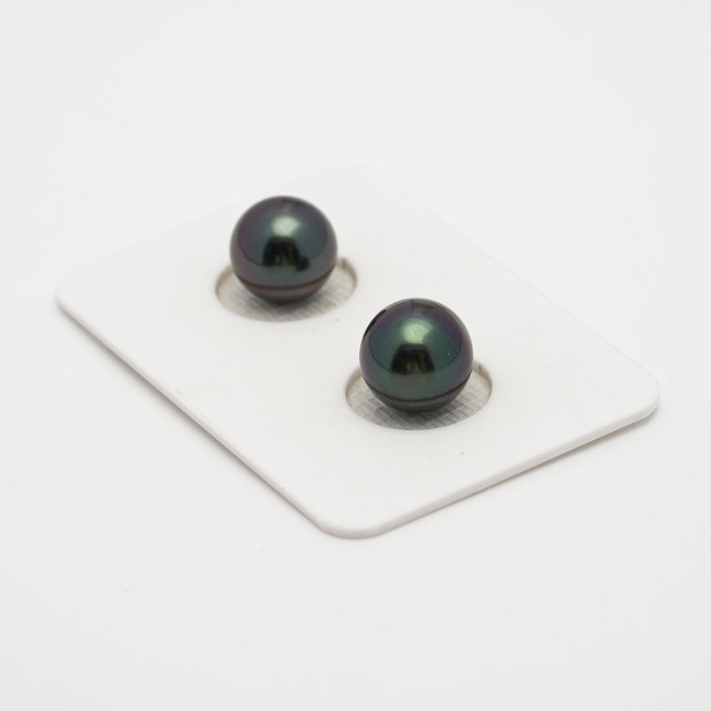 2pcs Green Purple 9mm - RSR AAA Quality Tahitian Pearl Pair ER1530 OR6