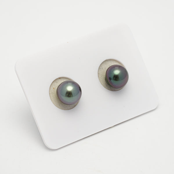 2pcs "High Luster" Purple 8.7mm - SB/NR AAA Quality Tahitian Pearl Pair ER1607 OR10