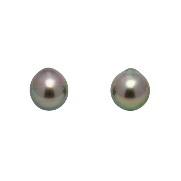 2pcs Green 9.5mm - SB AAA Quality Tahitian Pearl Pair ER1597 OR1