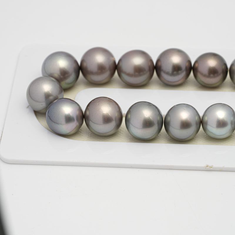 37pcs "High Luster" Light 11-13mm - SR/NR AAA Quality Tahitian Pearl Necklace NL1527