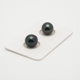 2pcs Green Purple 9mm - RSR AAA Quality Tahitian Pearl Pair ER1530 OR6