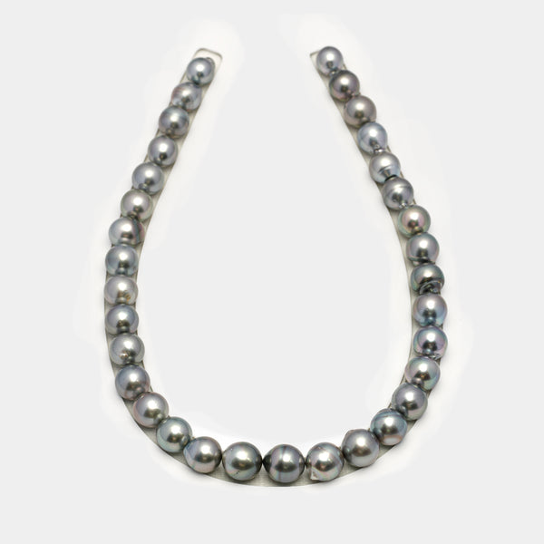 33pcs "High Luster" Silver Mix 10-13mm - SBQ AA/AAA Quality Tahitian Pearl Necklace NL1598 HL2