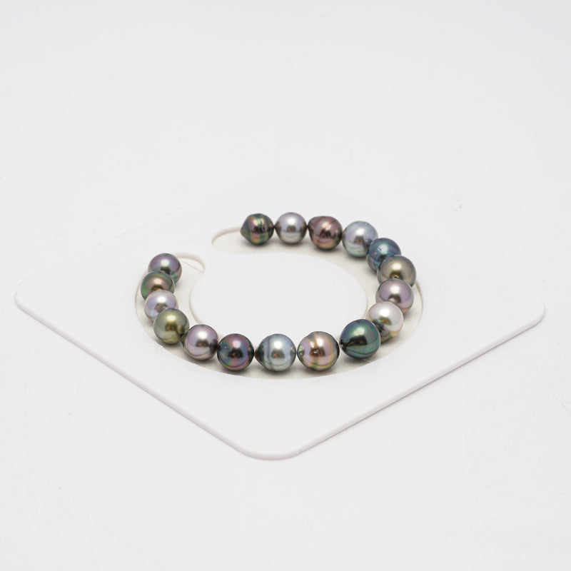 17pcs "High Luster" Multicolor 8-9mm - CL/SB AA/AAA Quality Tahitian Pearl Bracelet BR2015 OR7